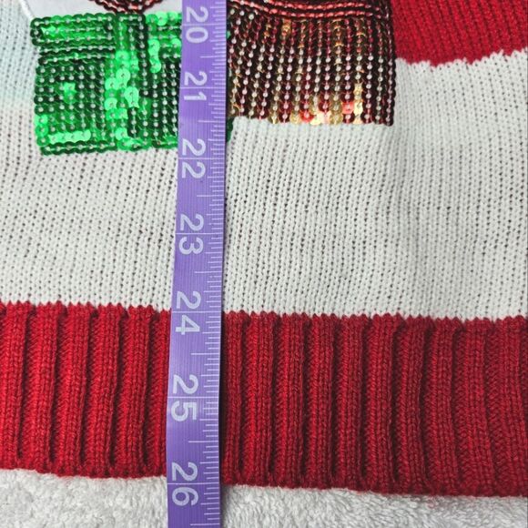 Karen Scott Santa Snowman Reindeer & Sequins Red Knit Ugly Christmas Sweater - Picture 11 of 12